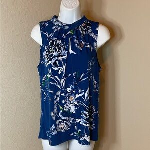 White House Black Market Navy Floral Blouse